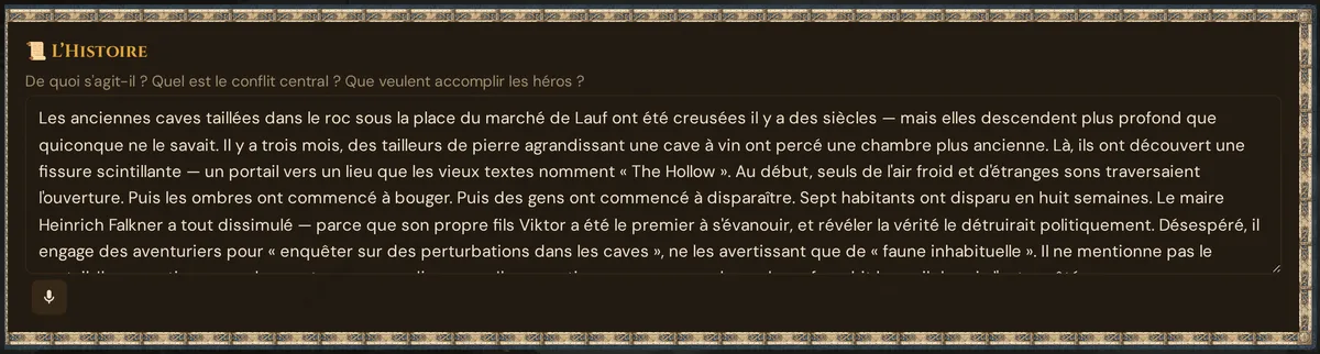 La carte L'Histoire dans Histoire & Monde avec le bouton micro sous le champ de texte