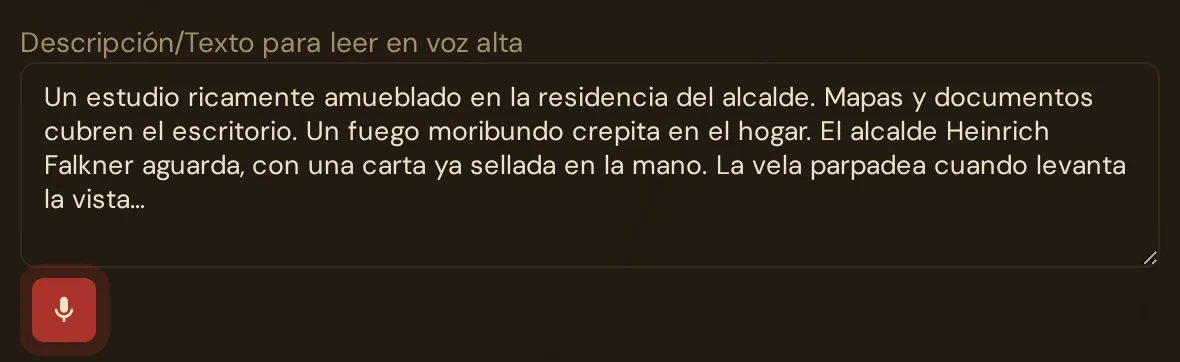 Grabando: el botón de micrófono rojo que pulsa y el texto de vista previa que termina en …