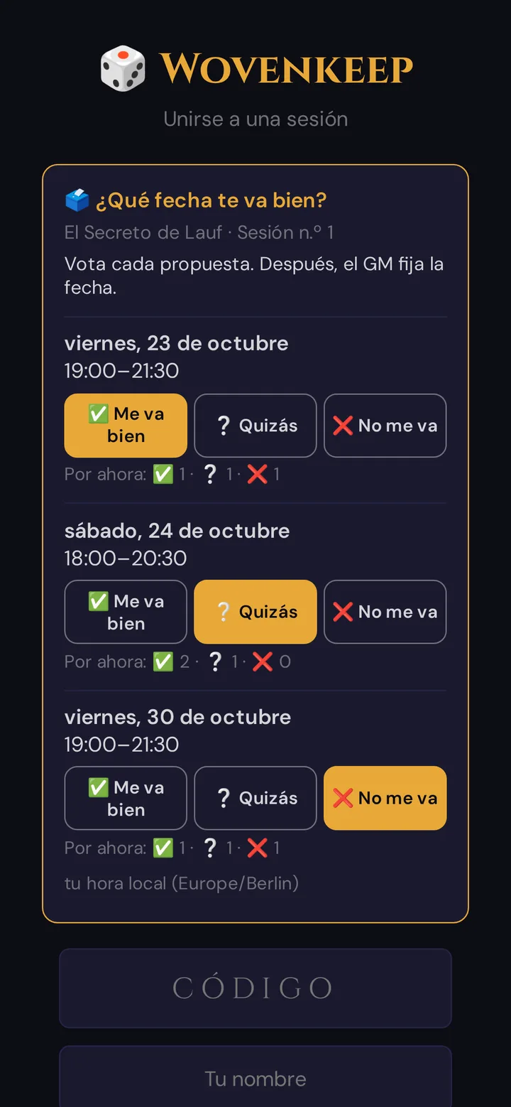 La encuesta de fecha en el teléfono de un jugador
