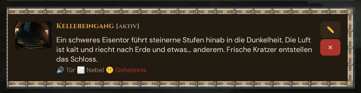 Eine Szenenkarte in der Liste „Szenen vorbereiten“