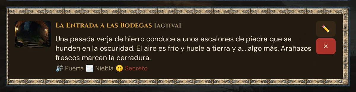 Una ficha de escena en la lista «Preparar escenas»