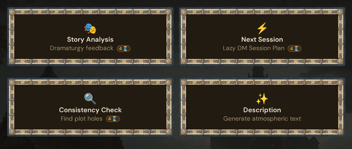 The four Story Coach cards with their Thread prices