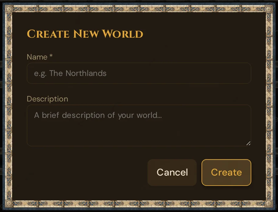 The Create New World dialog