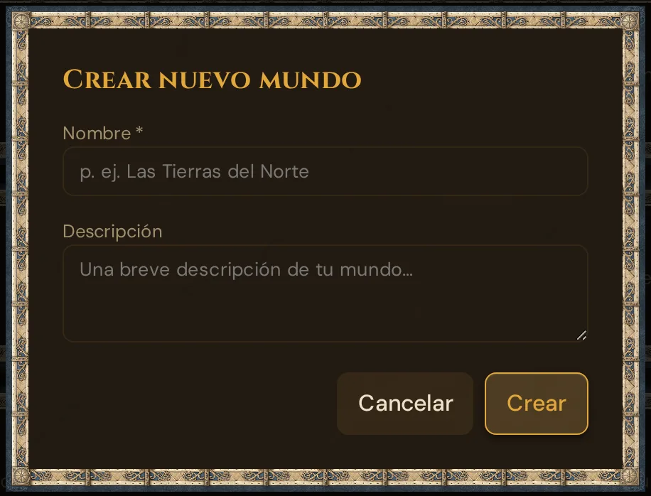 El diálogo «Crear nuevo mundo»