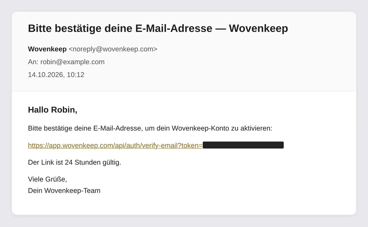 Die Bestätigungs-E-Mail mit dem Verifizierungslink