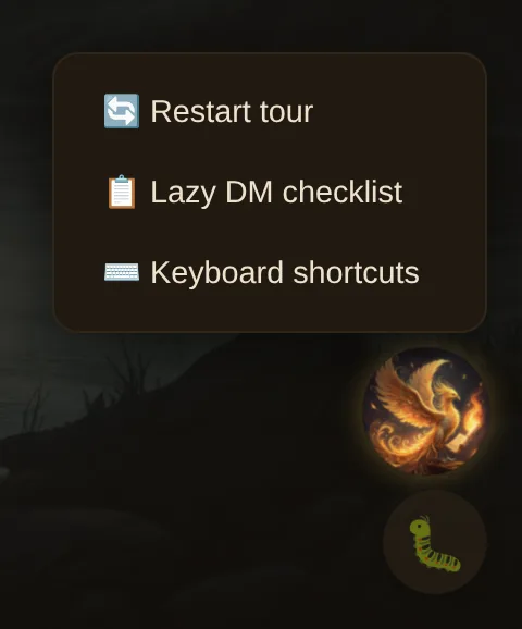 The Tantu bubble with its menu and the bug-report button below it