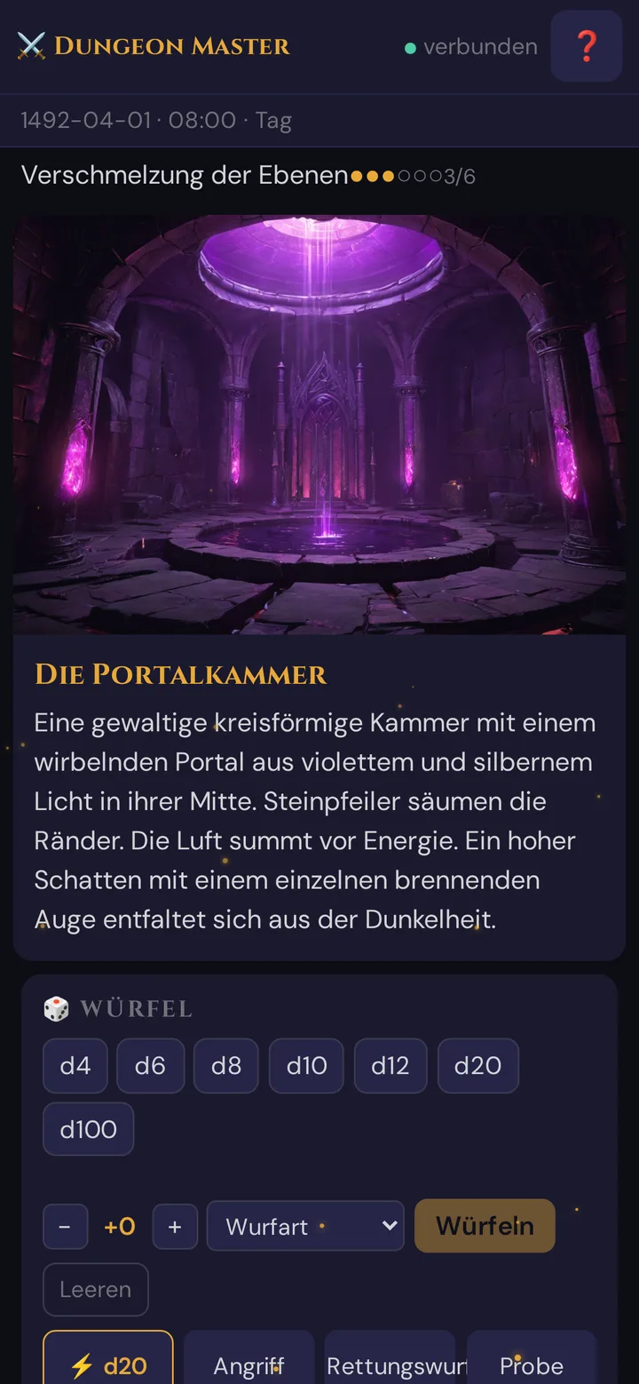 Eine aufgedeckte Szenen-Uhr unter der Spielzeit auf dem Spieler-Handy