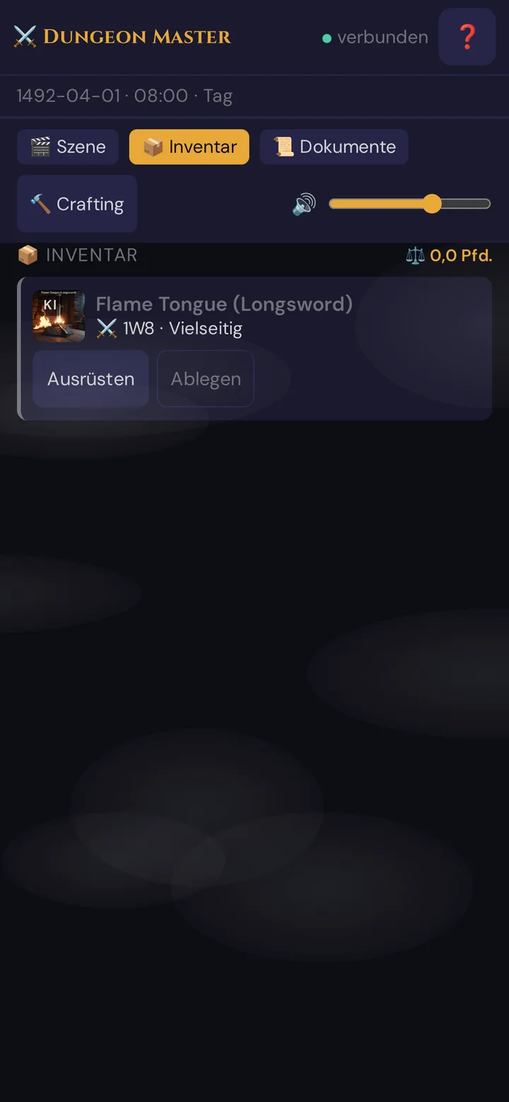 Ein identifizierter Gegenstand im Inventar des Spielers