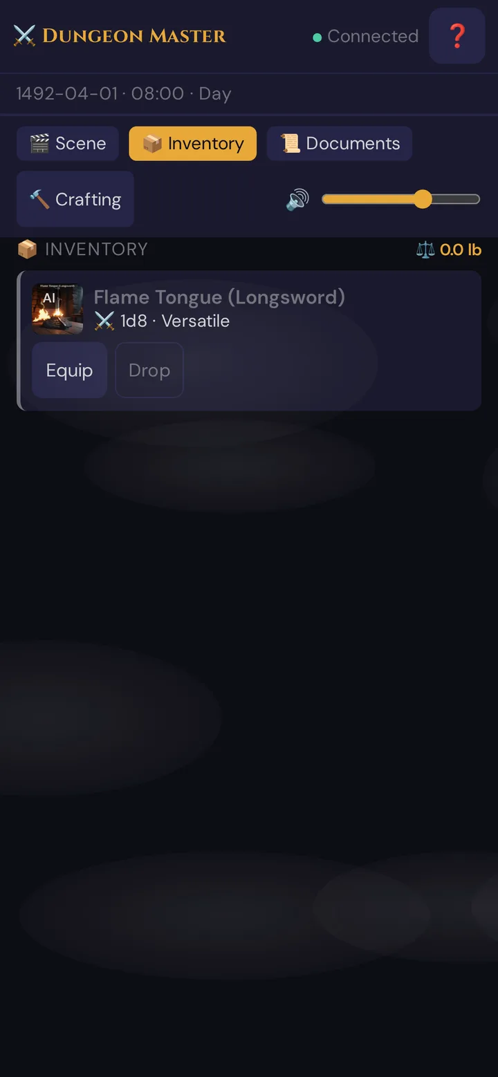 An identified item in the player's inventory