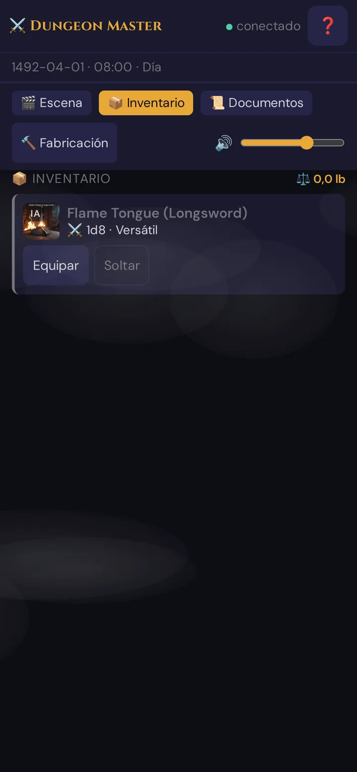 Un objeto identificado en el inventario del jugador
