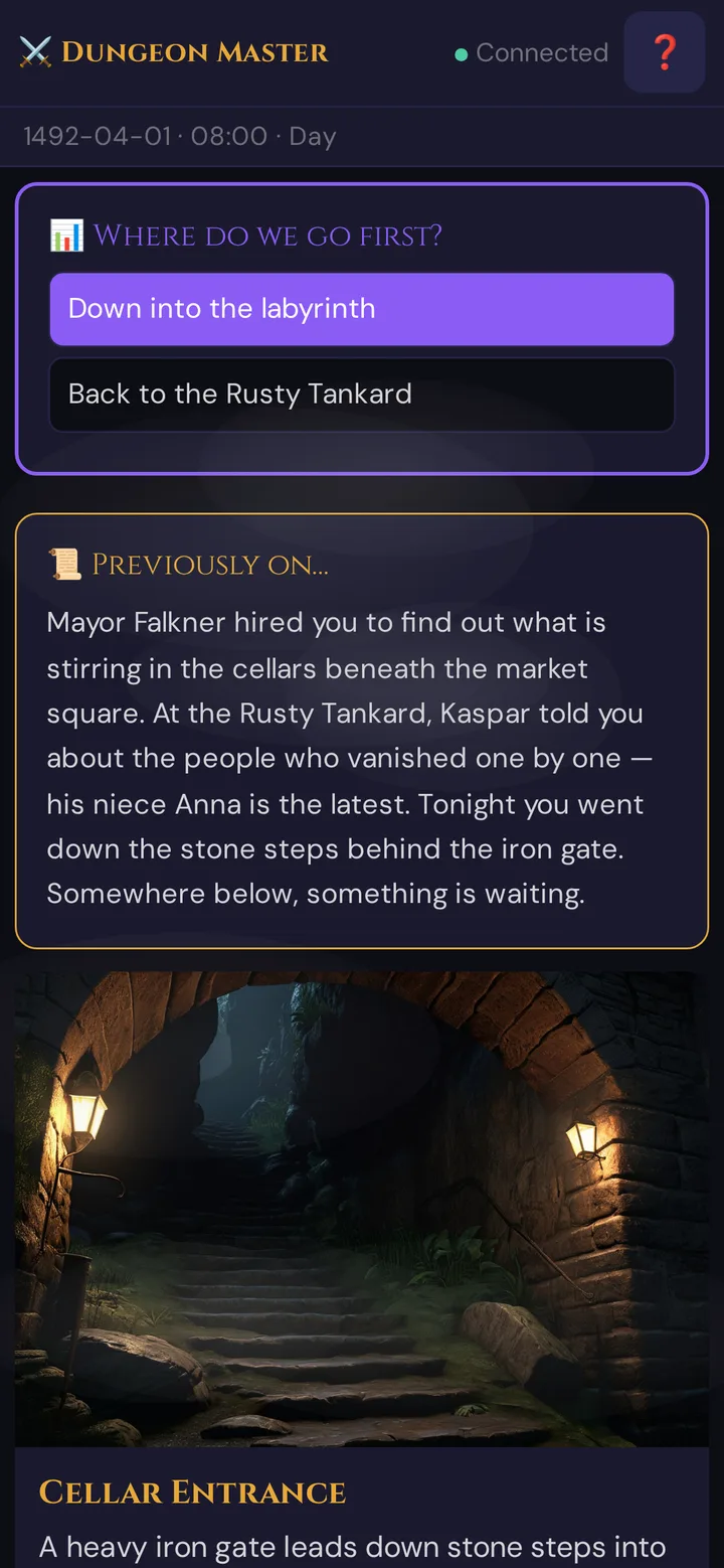 A poll on the player's phone after voting