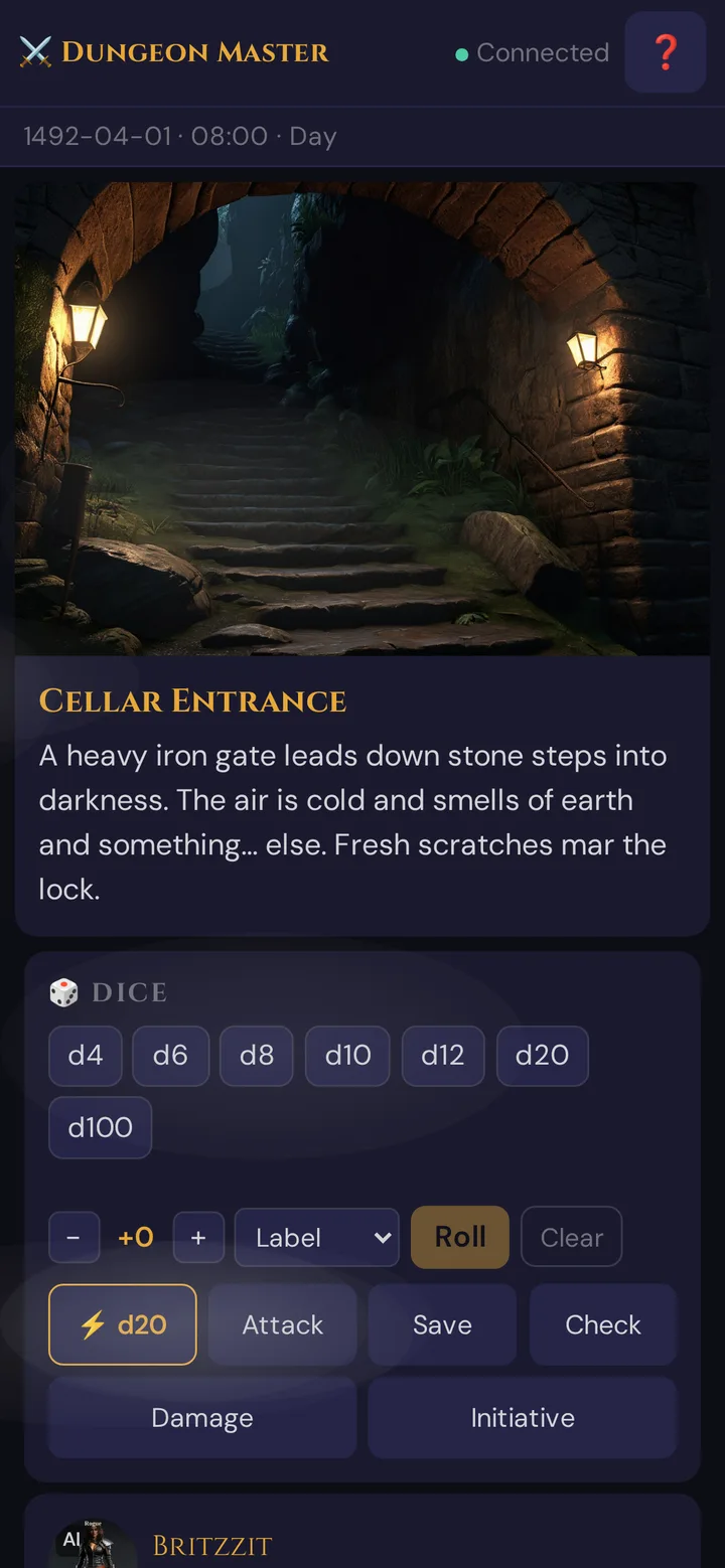 A pushed scene with fog on the player's phone