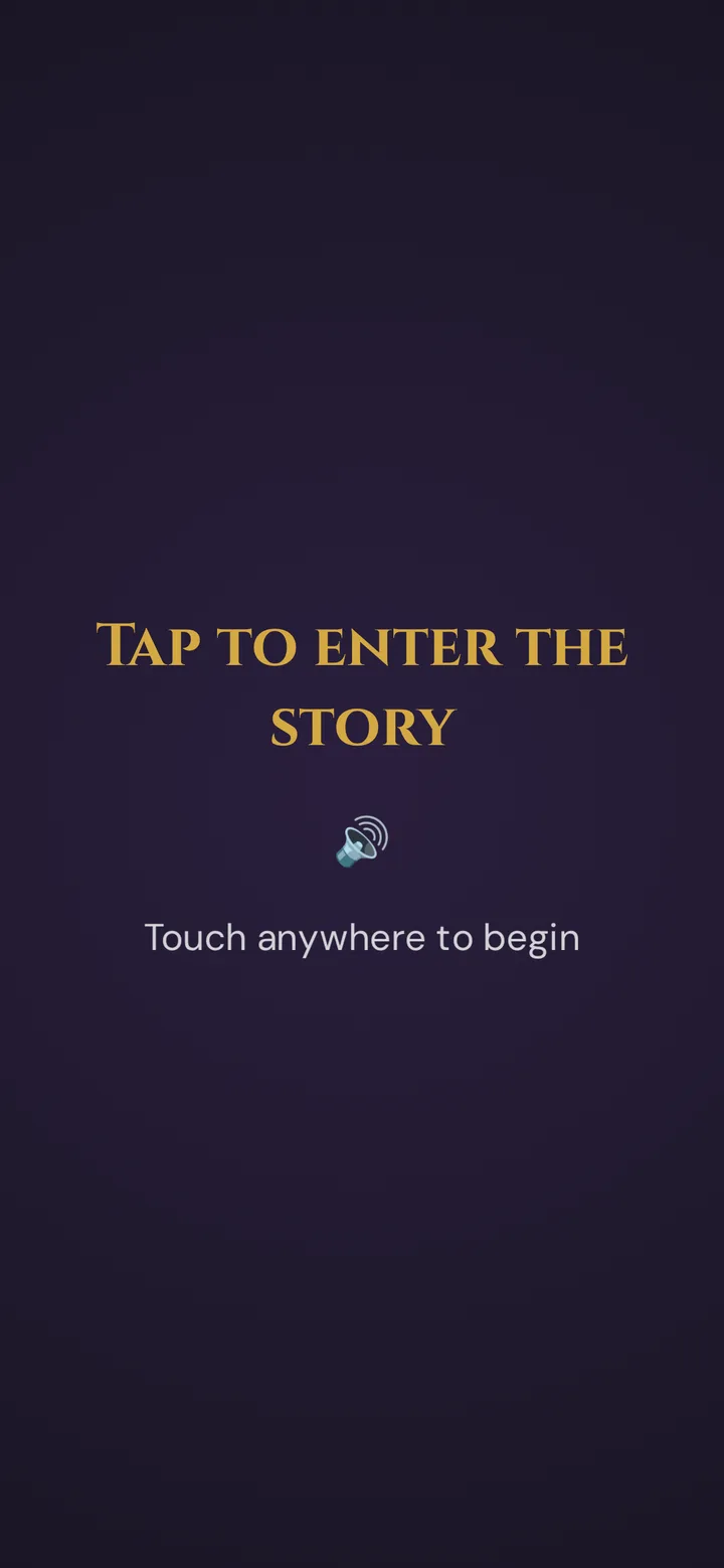 The start screen on the player's phone: Tap to enter the story