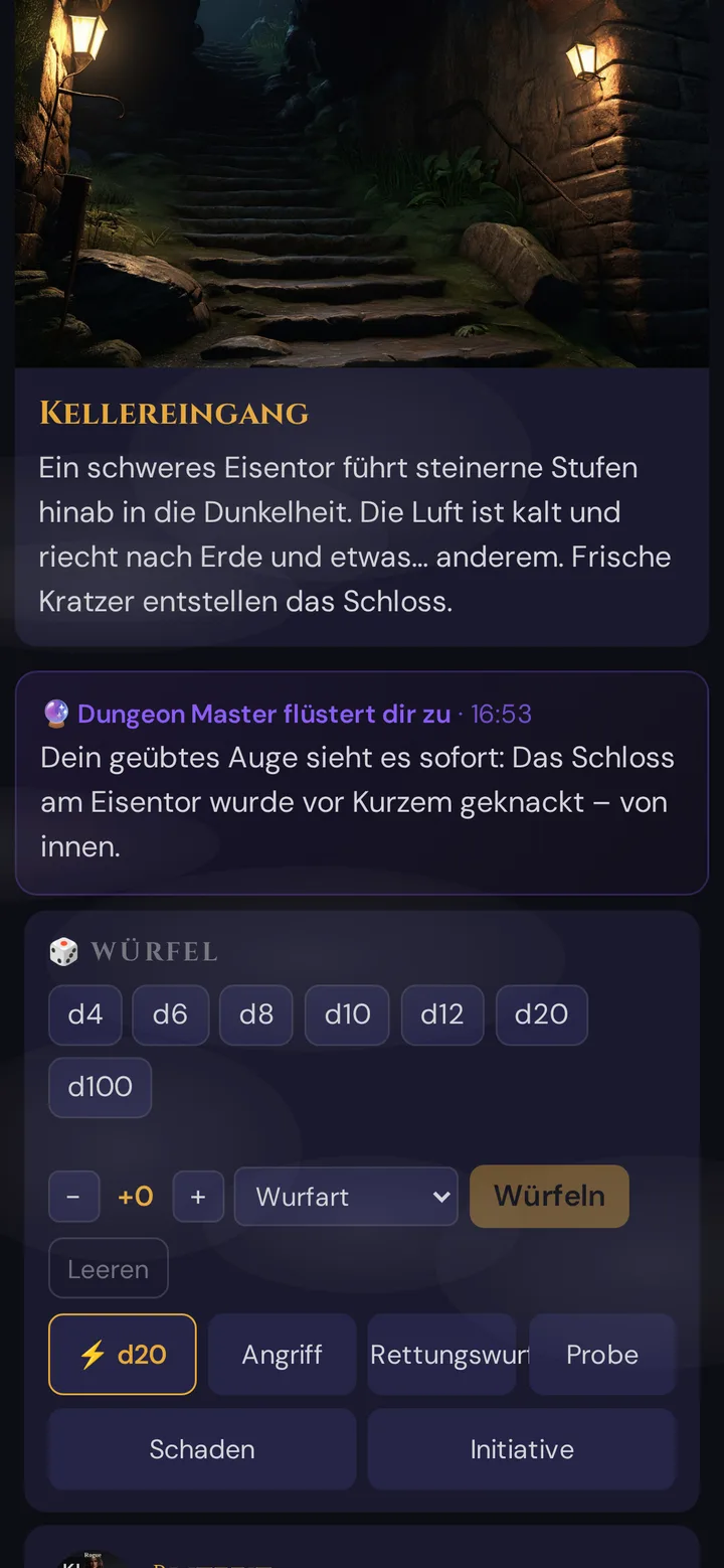 Eine Flüsternachricht auf dem Spieler-Handy