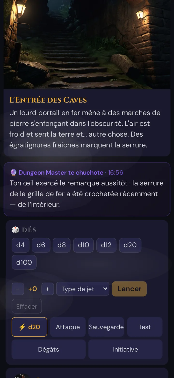 Un chuchotement sur le téléphone du joueur